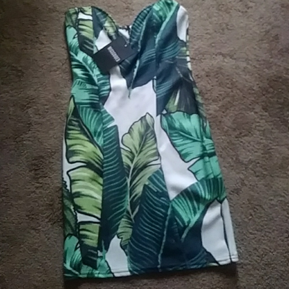 Missguided tropical palm dress 6 nwt